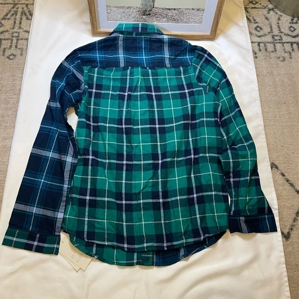 NWT Stars Above size small plaid green button up pajama shirt - Picture 3 of 12